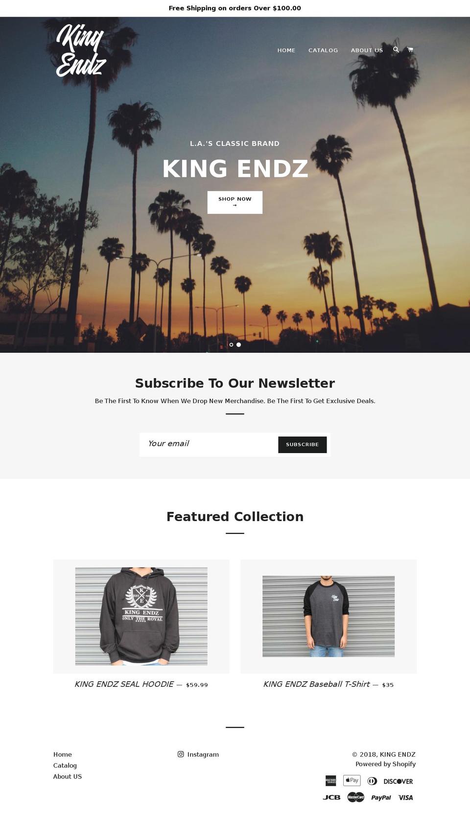 kingendz.com — Shopify storefront screenshot