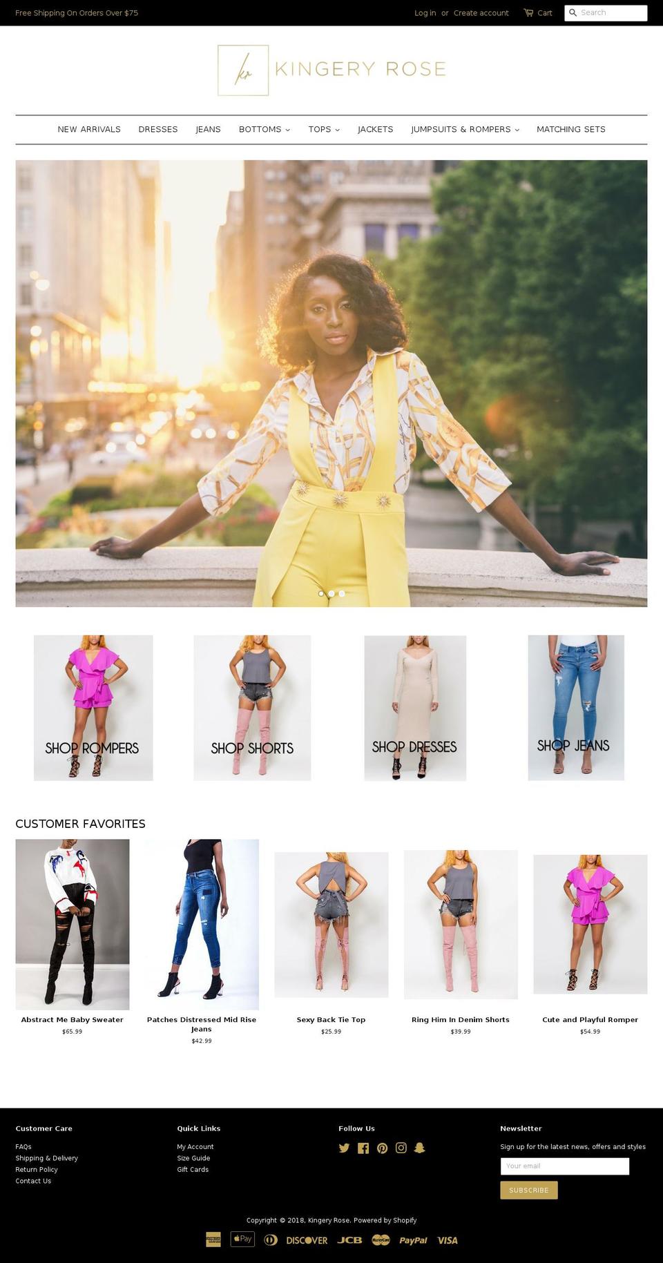 kingeryrose.com — Shopify storefront screenshot