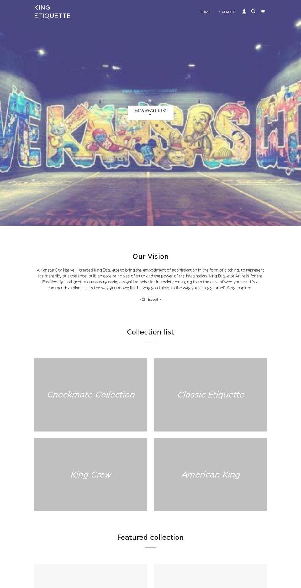 kingetiquette.com — Shopify storefront screenshot