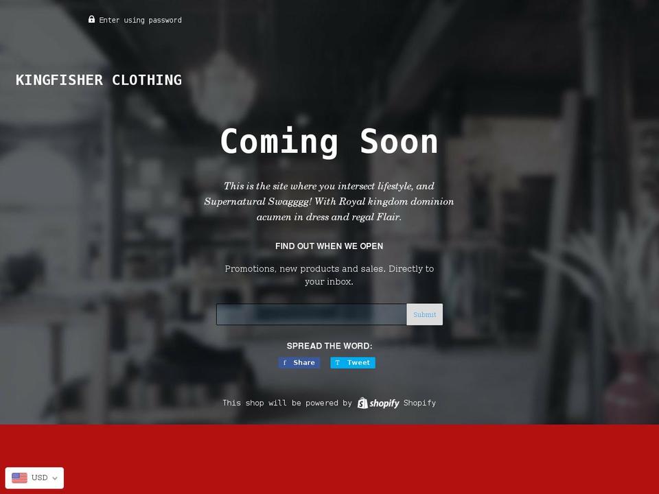 kingfisherclothing.com — Shopify storefront screenshot