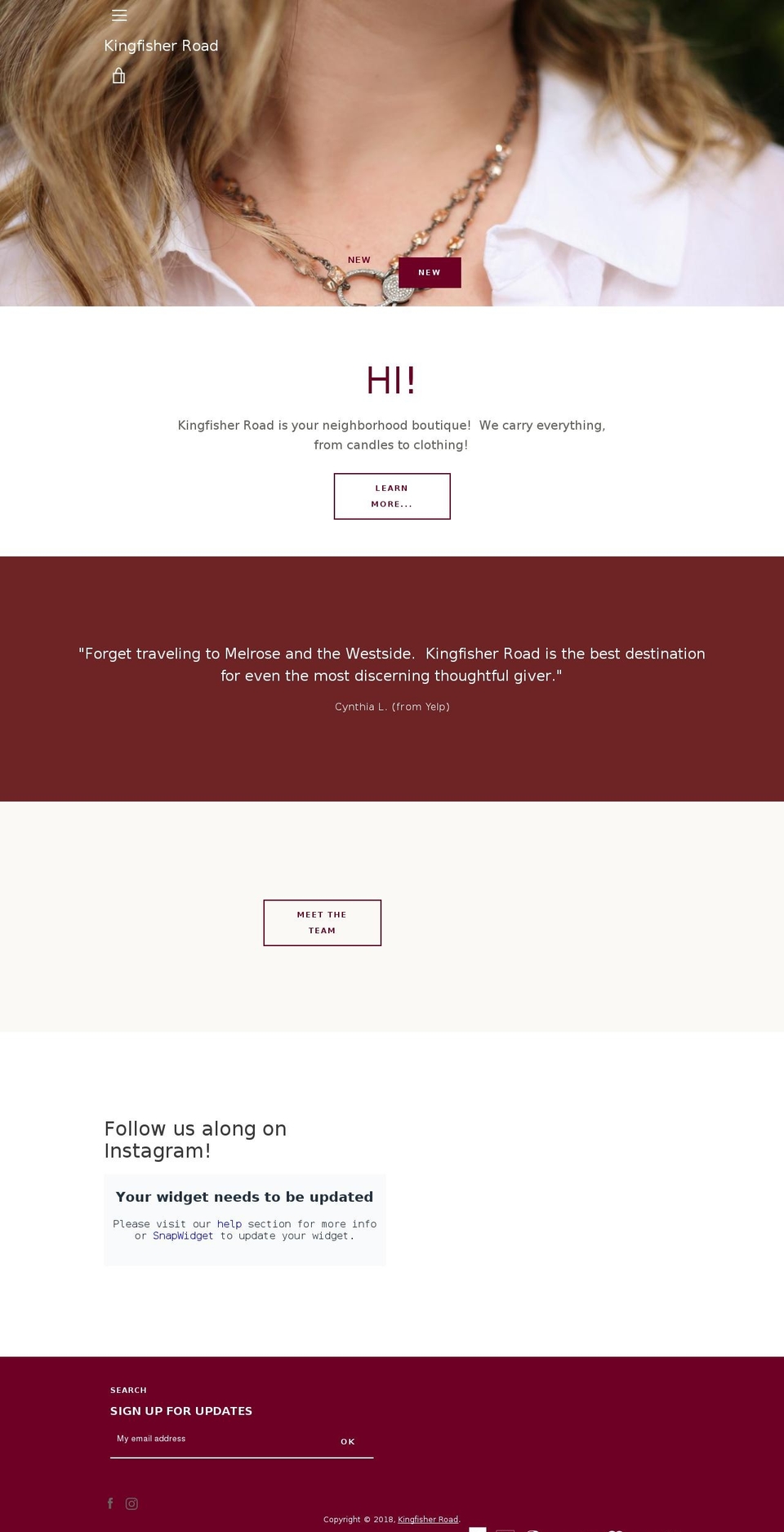 kingfisherroad.com — Shopify storefront screenshot