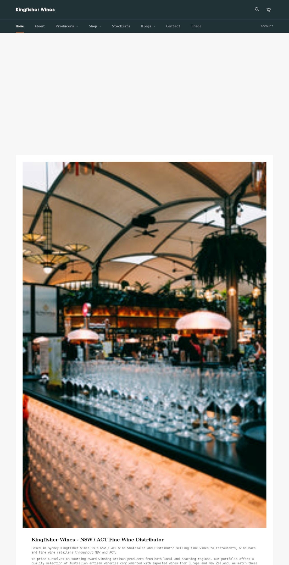 kingfisherwines.com.au shopify website screenshot