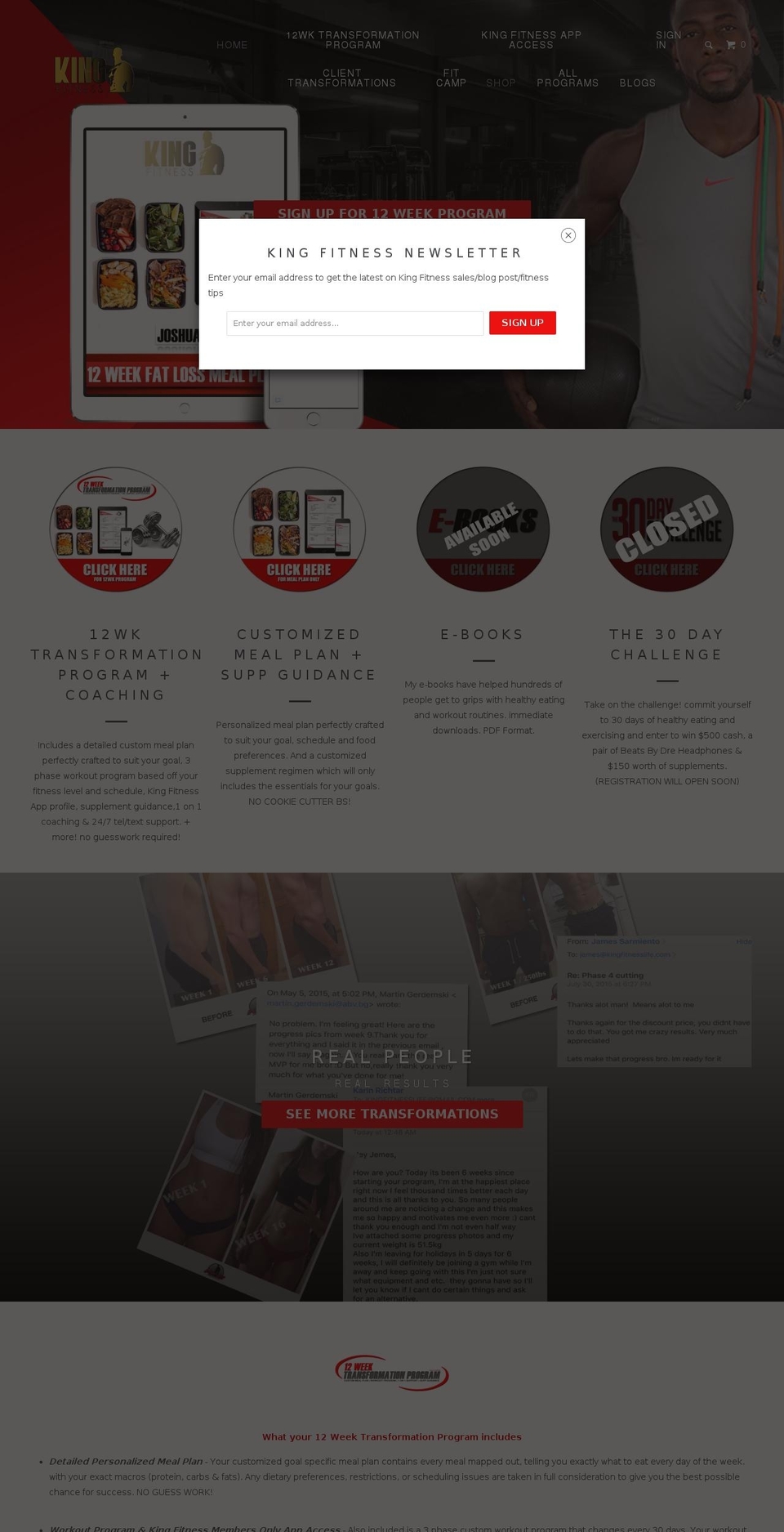 kingfitnesslife.com shopify website screenshot