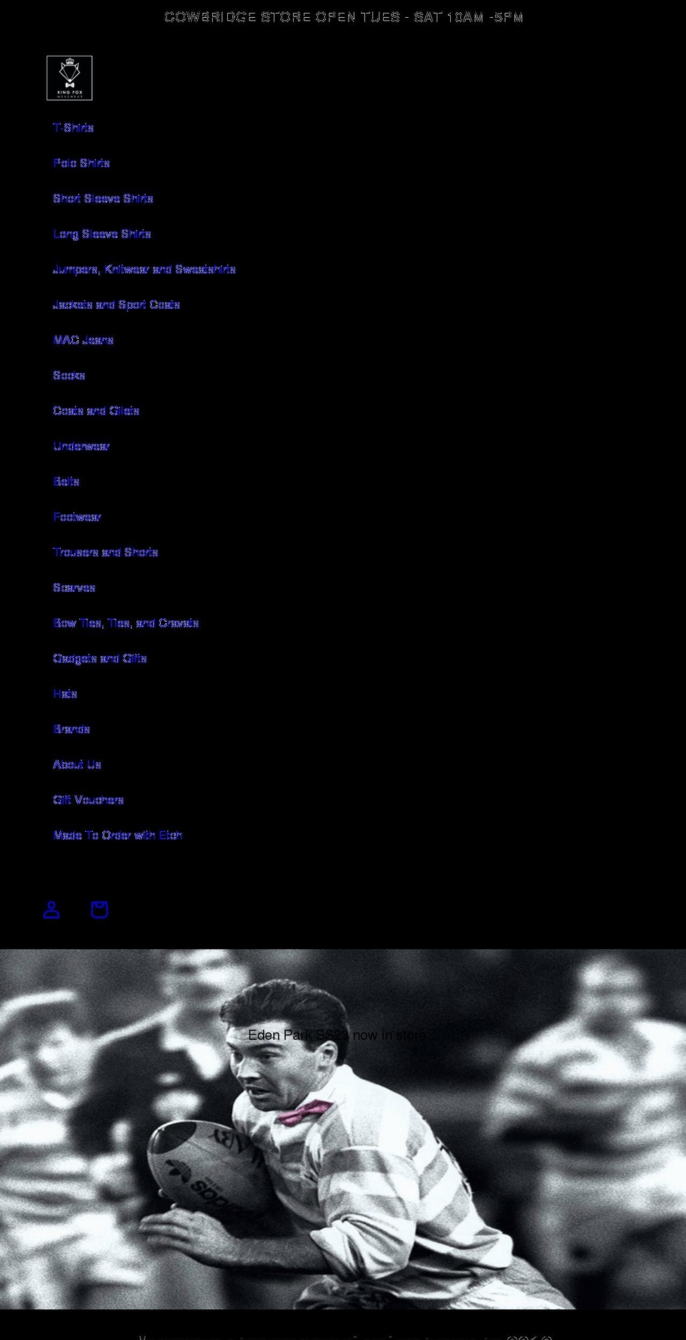 kingfoxmenswear.co.uk shopify website screenshot