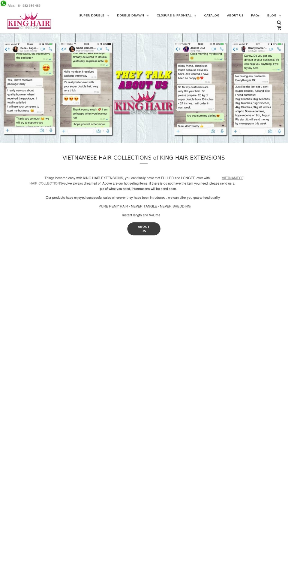 kinghairextensions.com shopify website screenshot