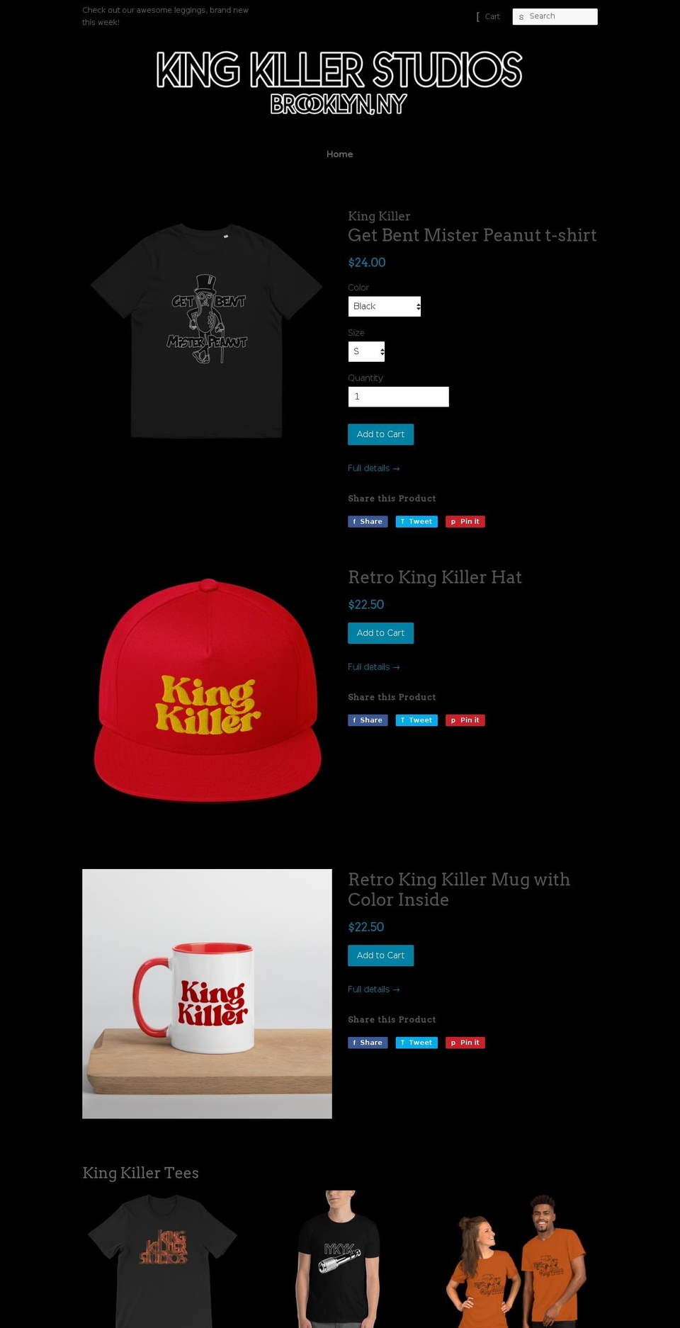 kingkillerstore.com — Shopify storefront screenshot