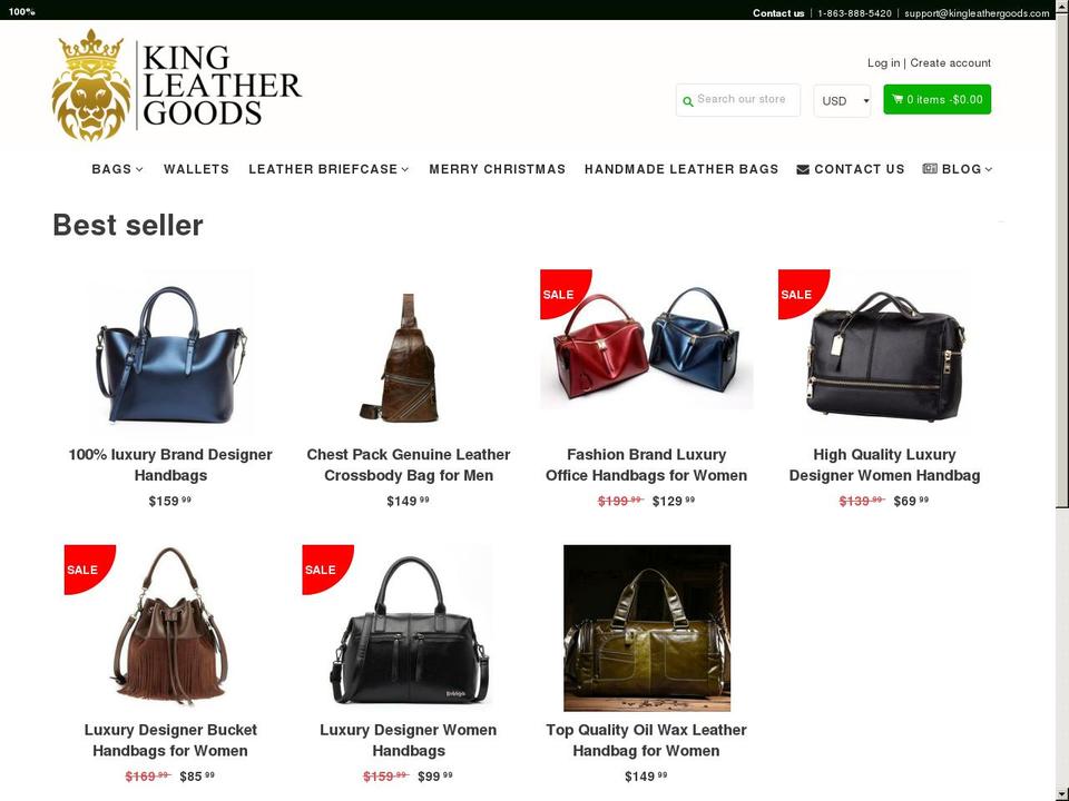 kingleathergoods.com — Shopify storefront screenshot
