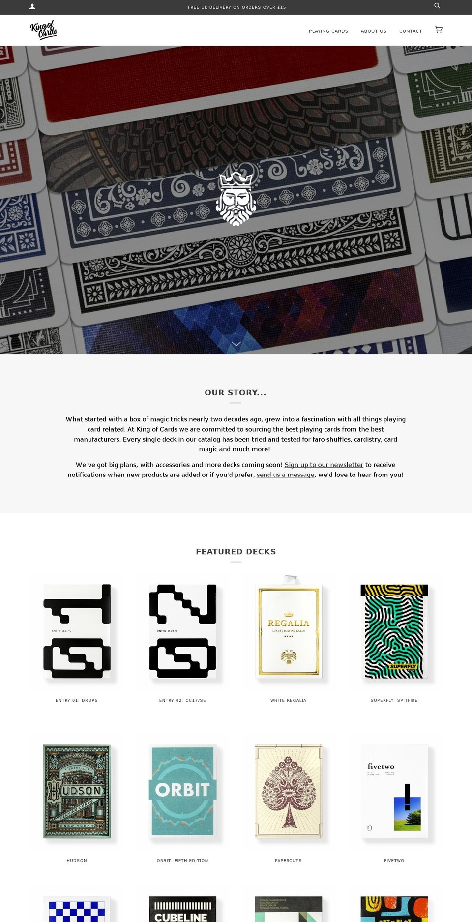 kingofcards.com shopify website screenshot