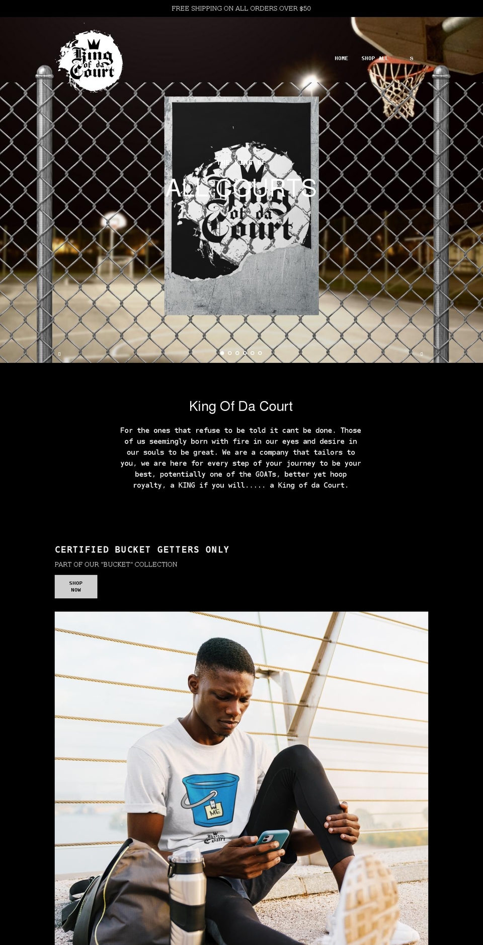 kingofdacourt.com shopify website screenshot