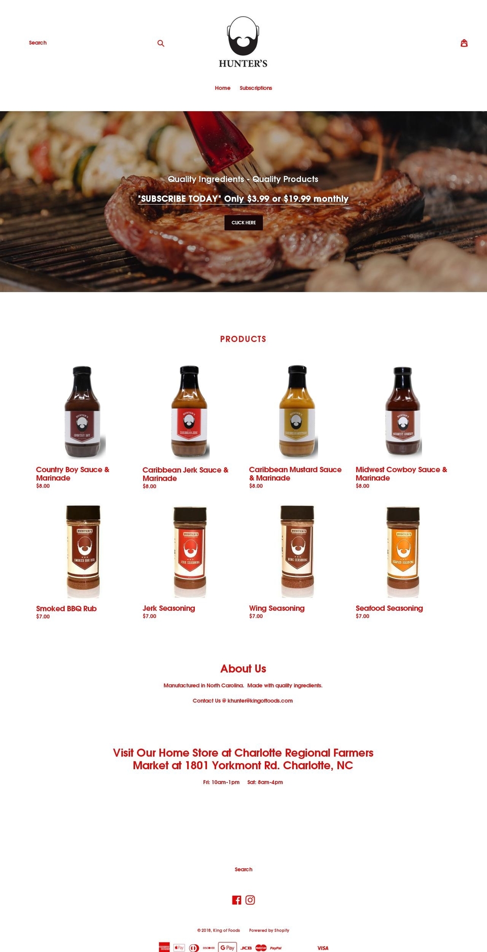 kingoffoods.com shopify website screenshot