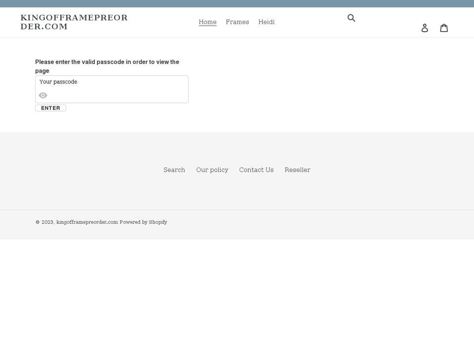 kingofframepreorder.com shopify website screenshot