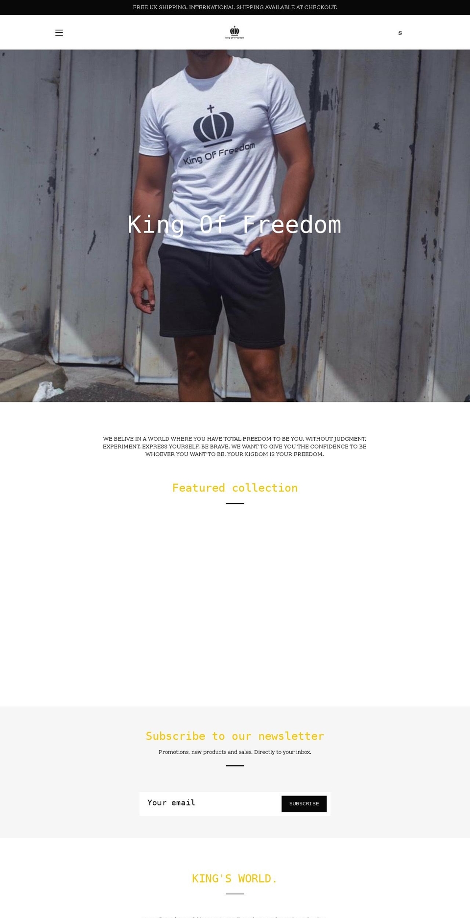 kingoffreedom.com shopify website screenshot