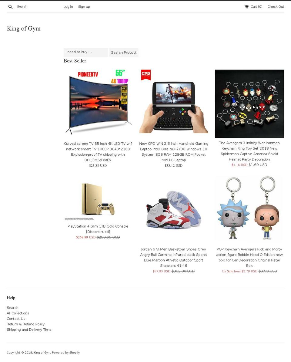 kingofgym.com — Shopify storefront screenshot