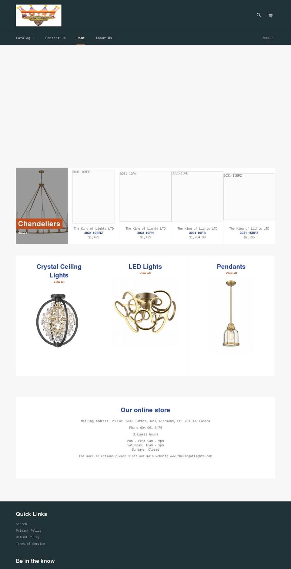 kingoflights.ca shopify website screenshot
