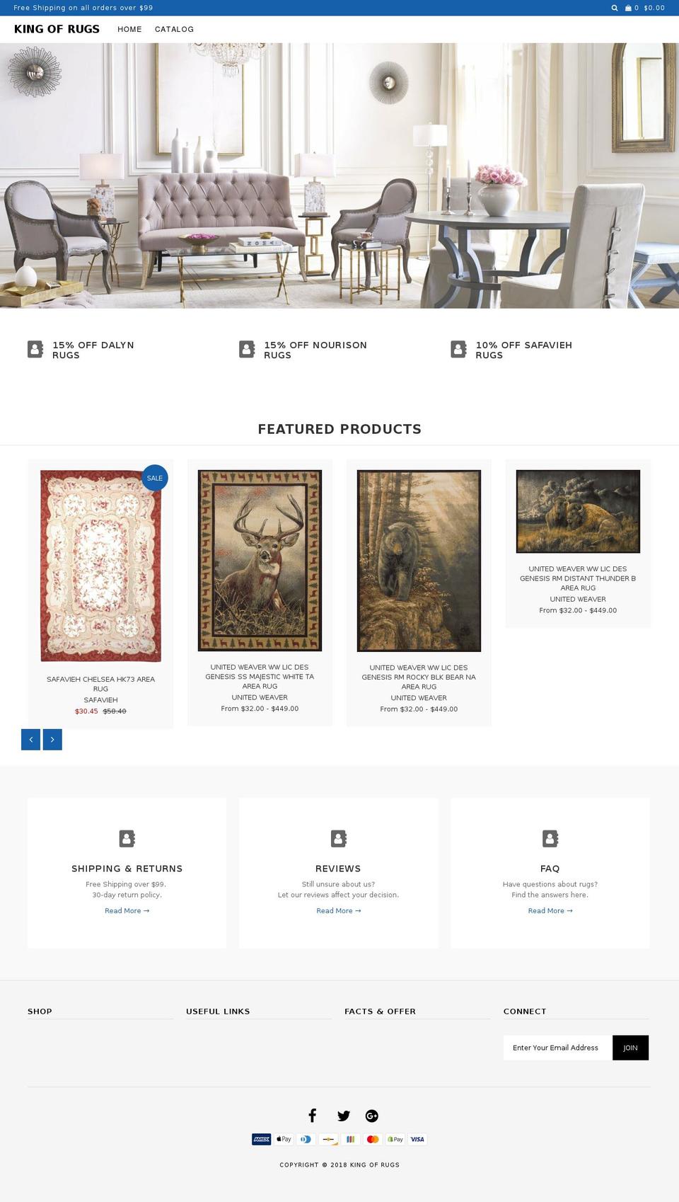 kingofrugs.com — Shopify storefront screenshot