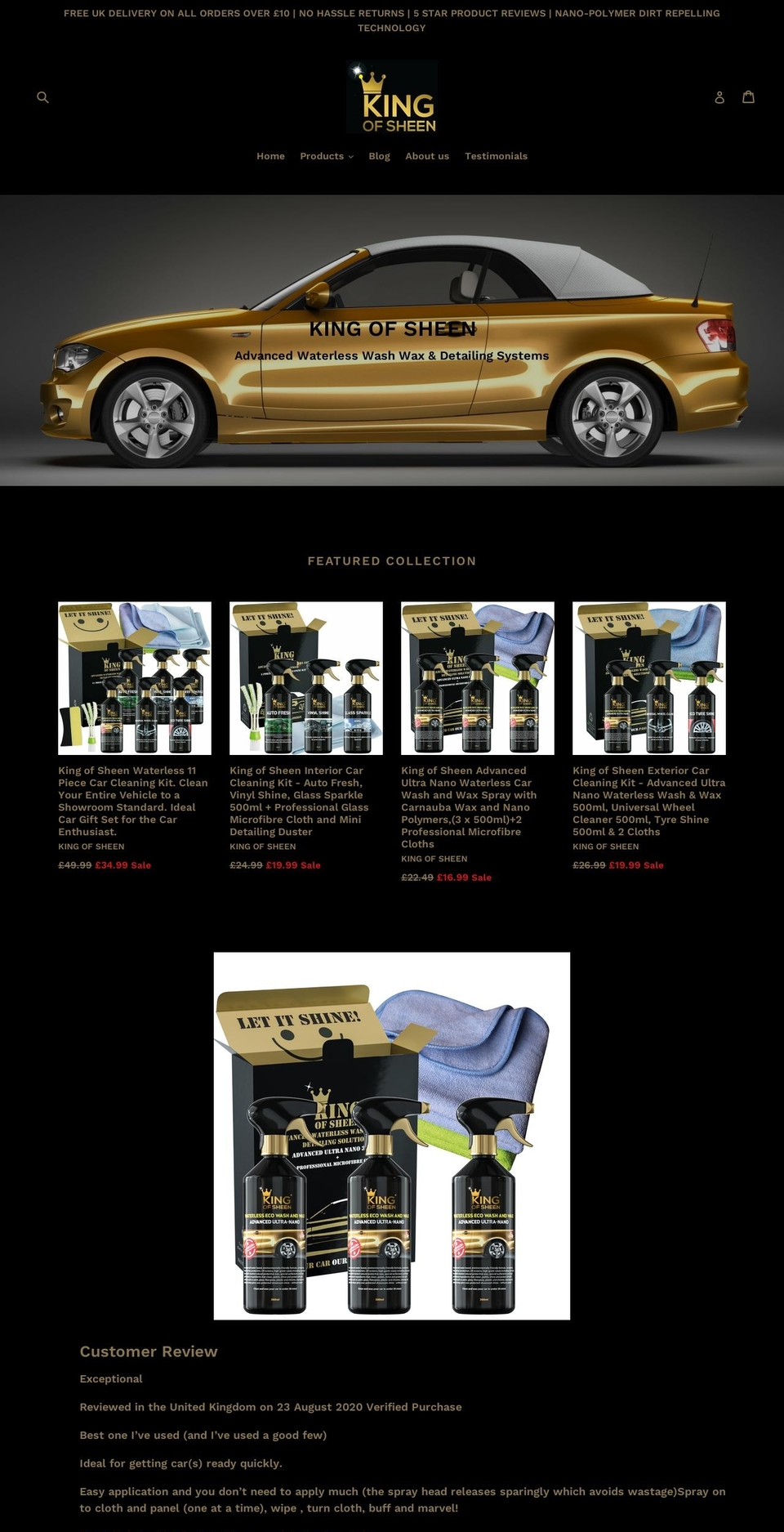 kingofsheen.co.uk shopify website screenshot