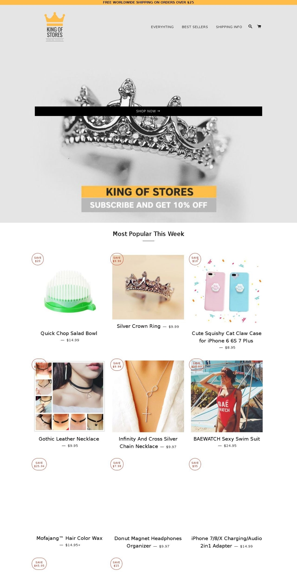 kingofstores.com — Shopify storefront screenshot