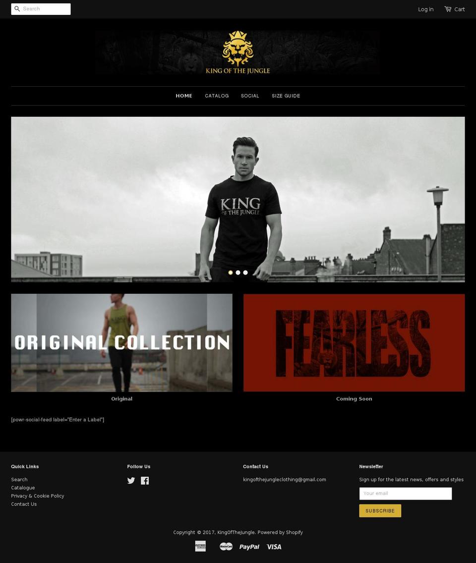 kingofthejungleclothing.com shopify website screenshot