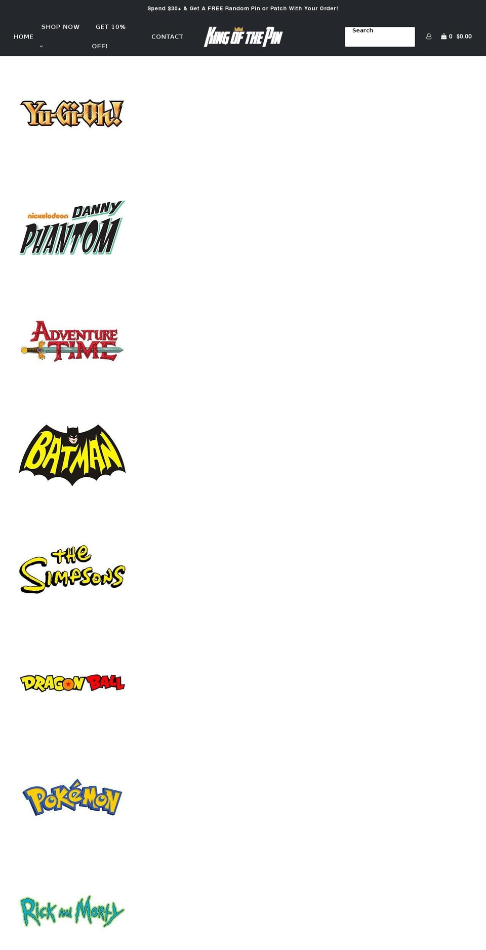 kingofthepin.com shopify website screenshot