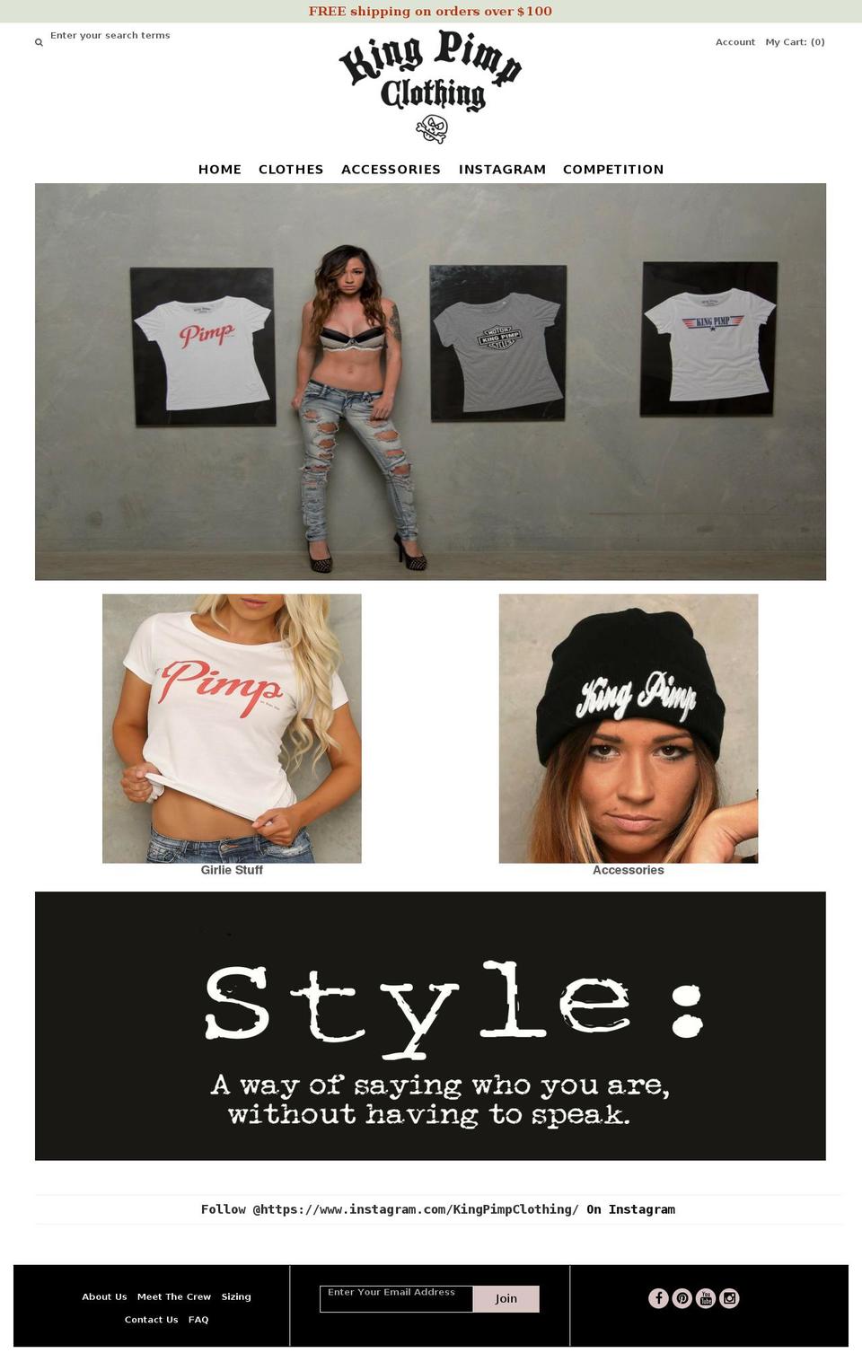 kingpimpclothing.com shopify website screenshot