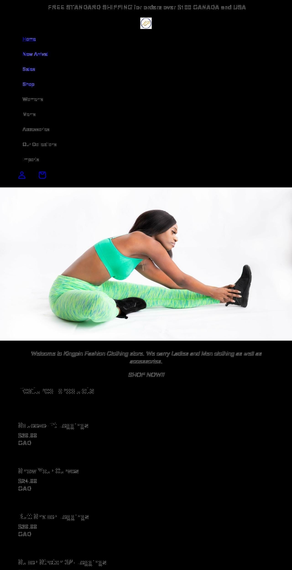 kingpinfashion.com shopify website screenshot