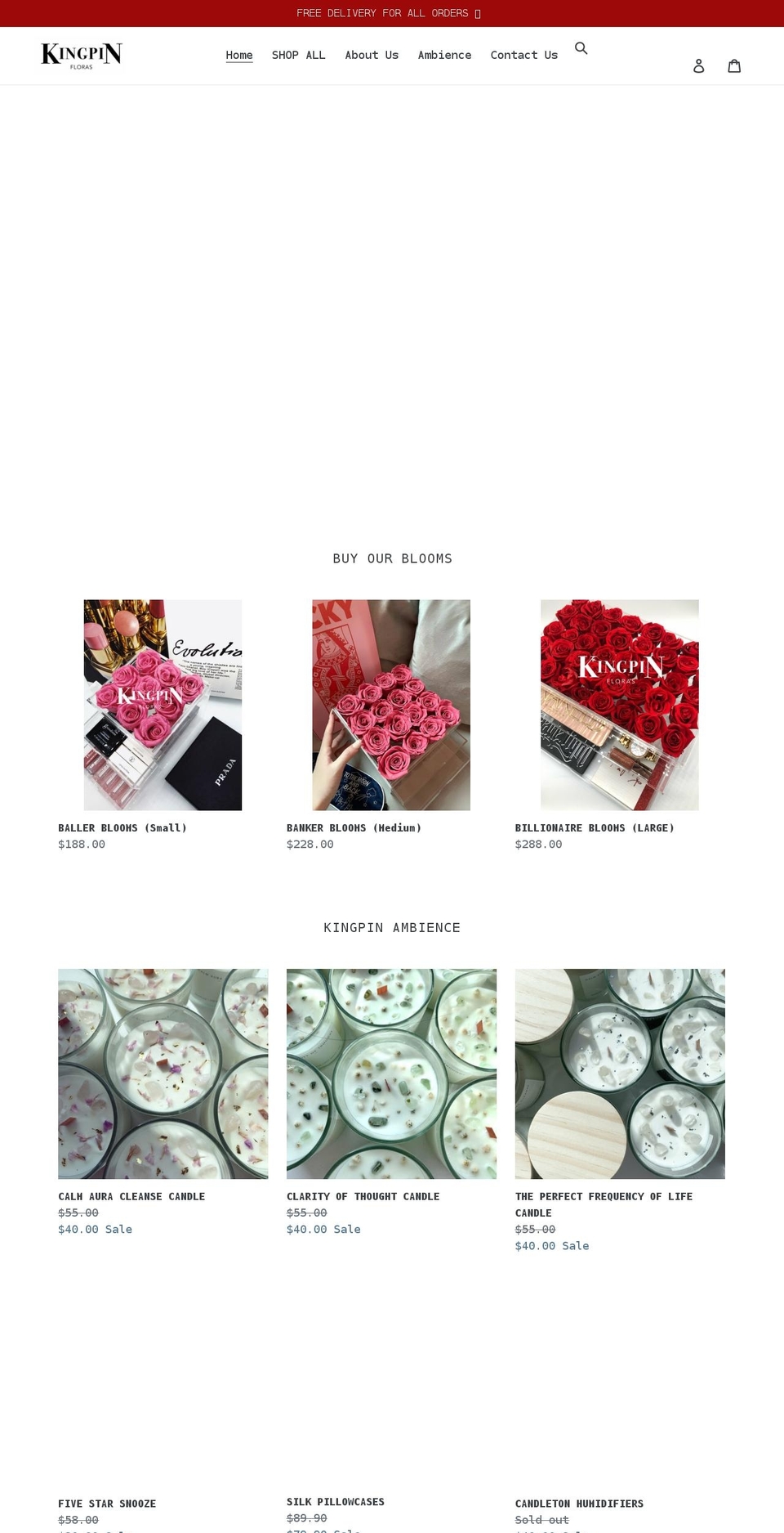 kingpinfloras.com shopify website screenshot