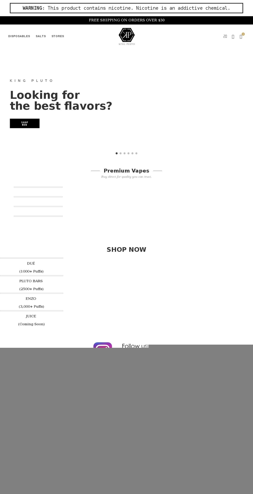 kingpluto.com shopify website screenshot