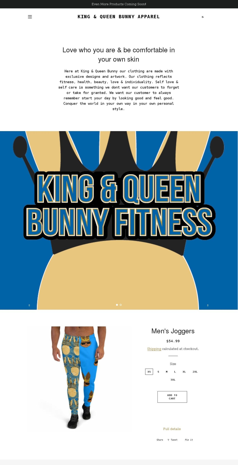 kingqueenbunnyapparel.com shopify website screenshot