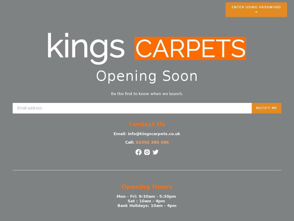 polaris Shopify theme site example kingscarpets.co.uk