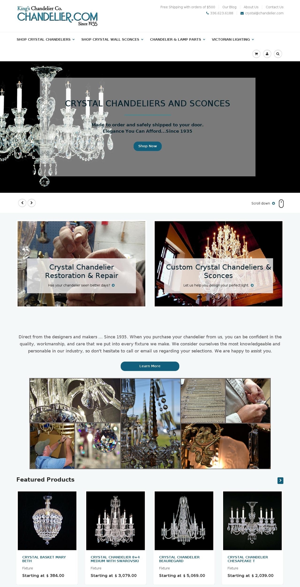 kingschandelier.com shopify website screenshot