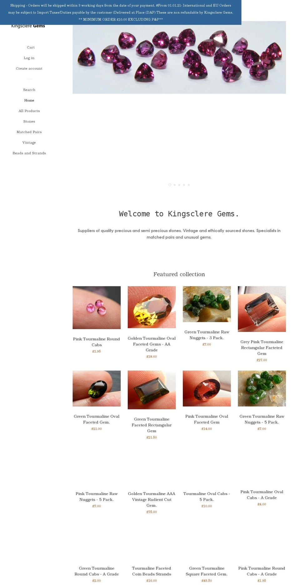 kingscleregems.co.uk shopify website screenshot
