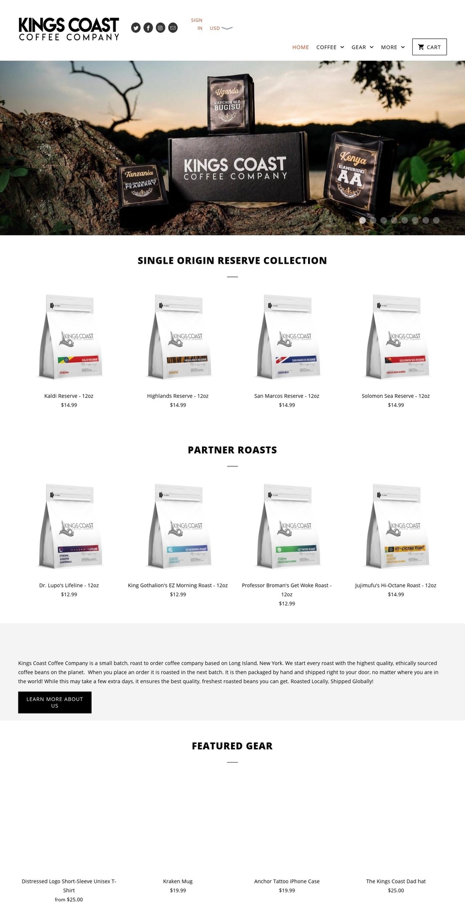 kingscoastcoffee.com — Shopify storefront screenshot