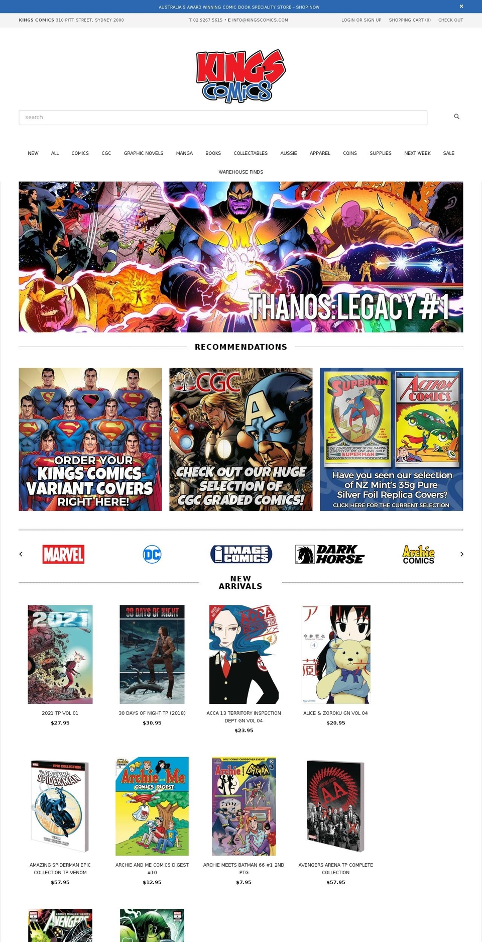 KINGS Comics Shopify theme site example kingscomics.com.au