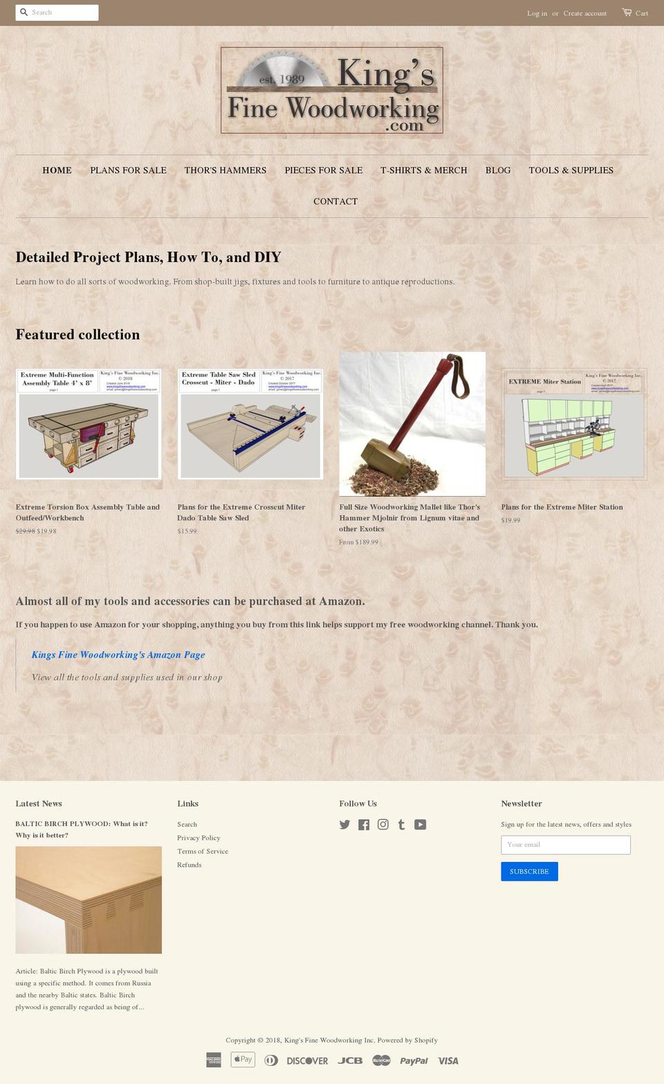 kingsfinewoodworking.com shopify website screenshot
