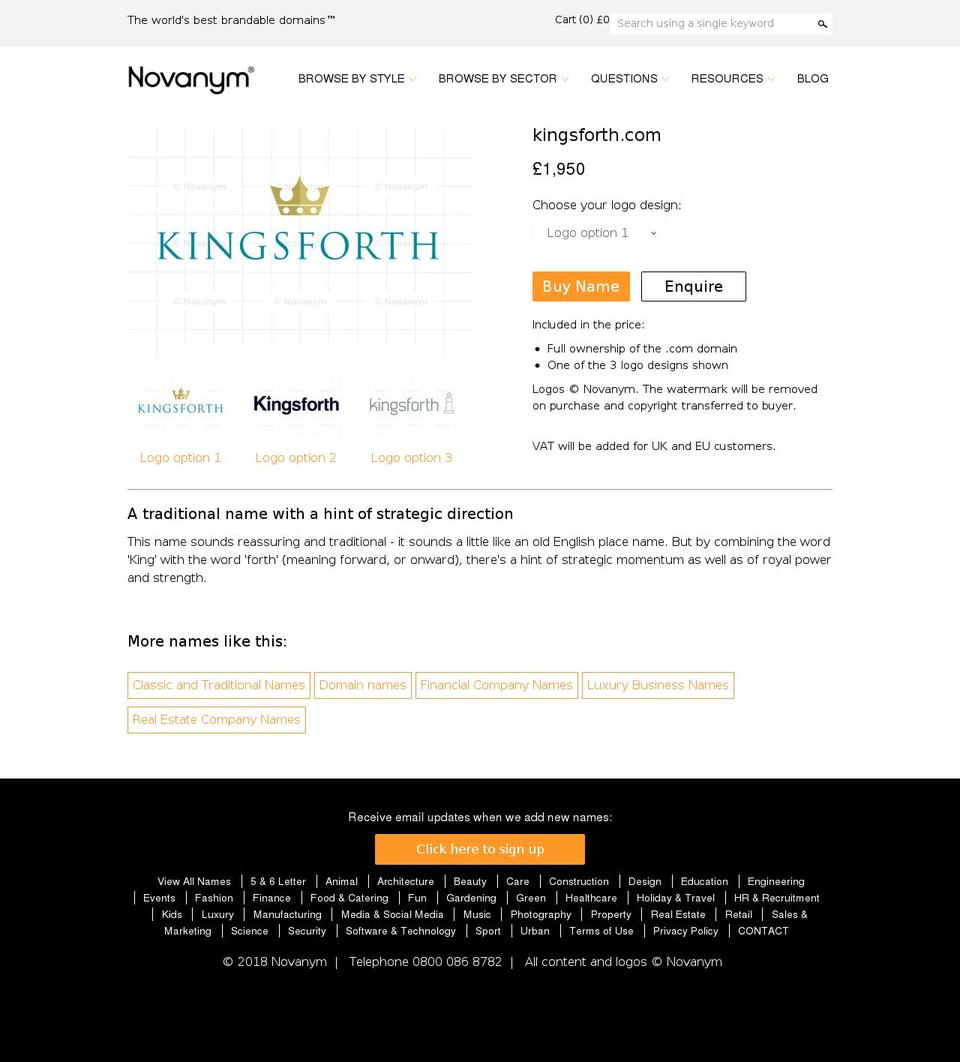 kingsforth.com — Shopify storefront screenshot