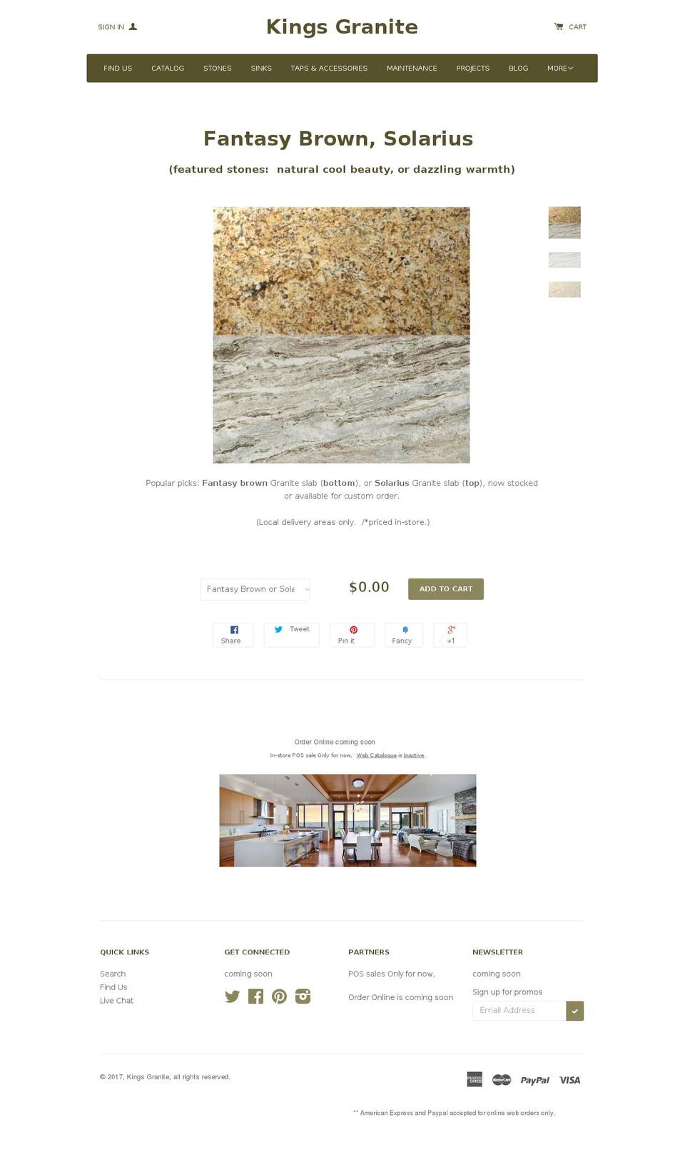 kingsgranite.ca shopify website screenshot