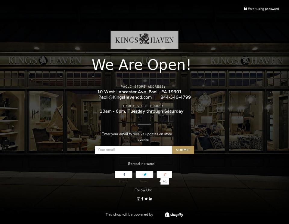 kingshaven.com shopify website screenshot