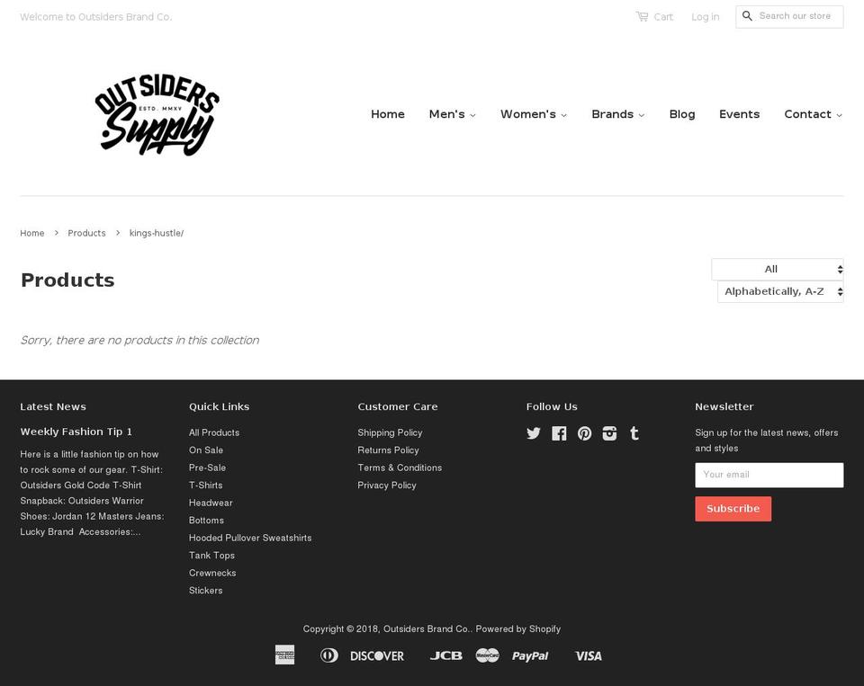 Outsiders Custom Minimal Shopify theme site example kingshustle.supply