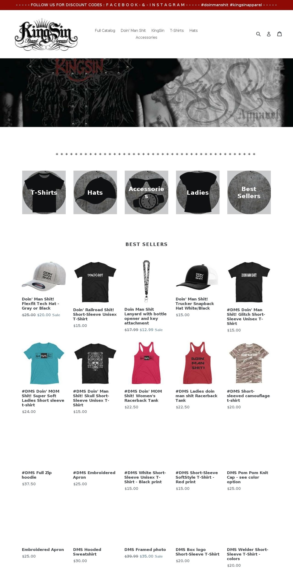 kingsinapparel.com — Shopify storefront screenshot