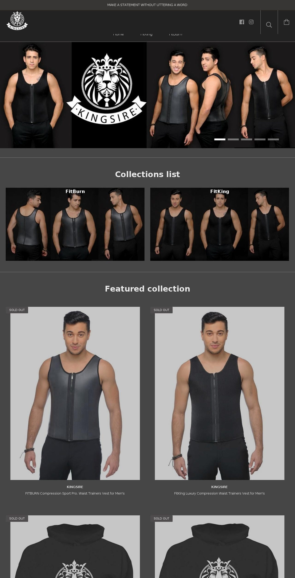 kingsire.com shopify website screenshot