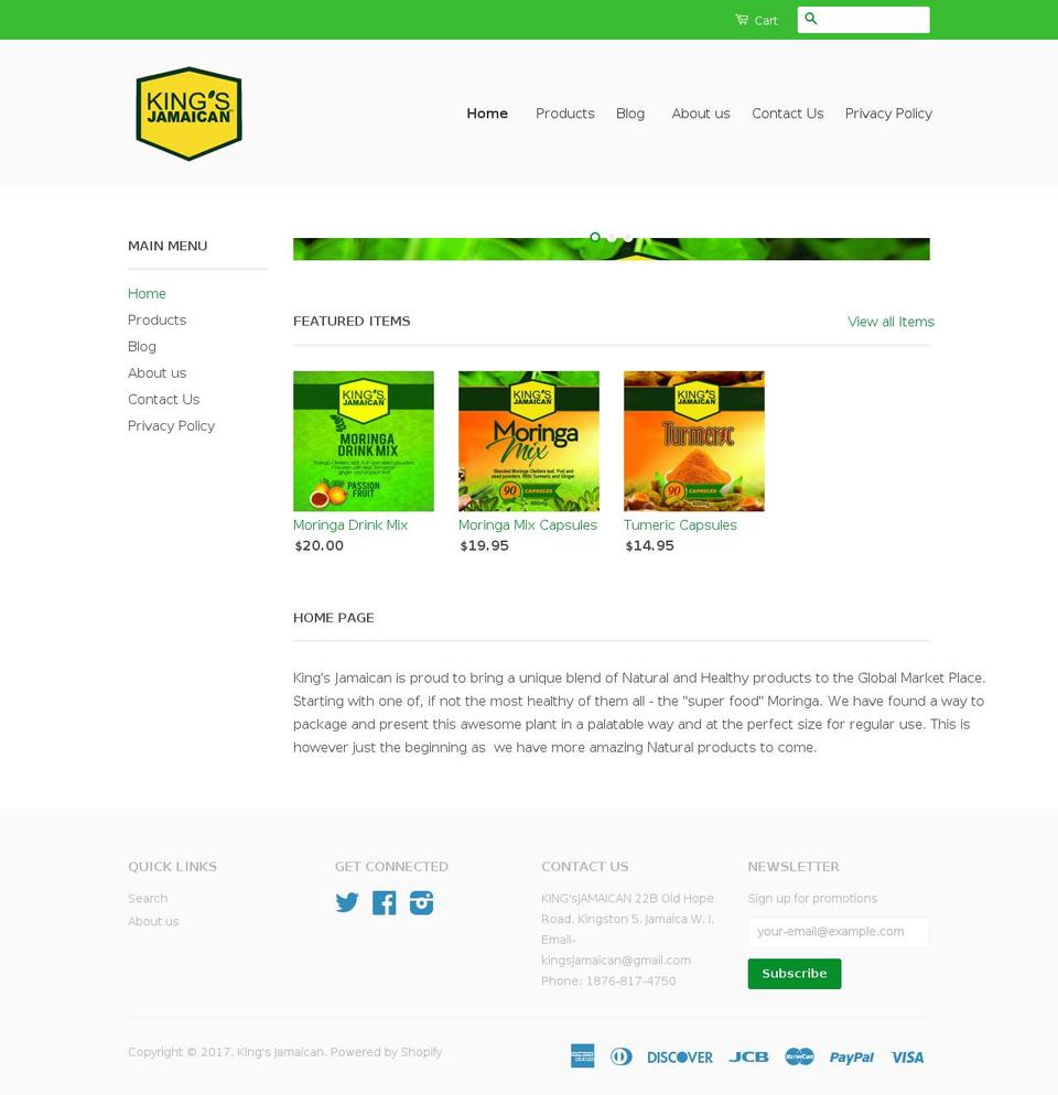 kingsjamaican.com shopify website screenshot