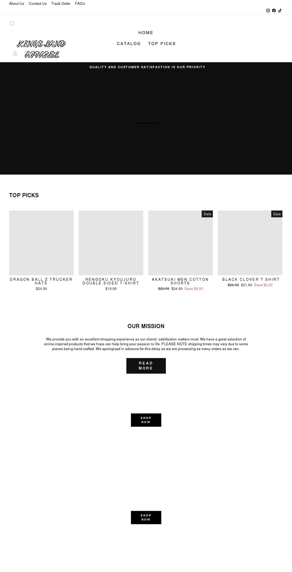 kingslandapparel.com shopify website screenshot
