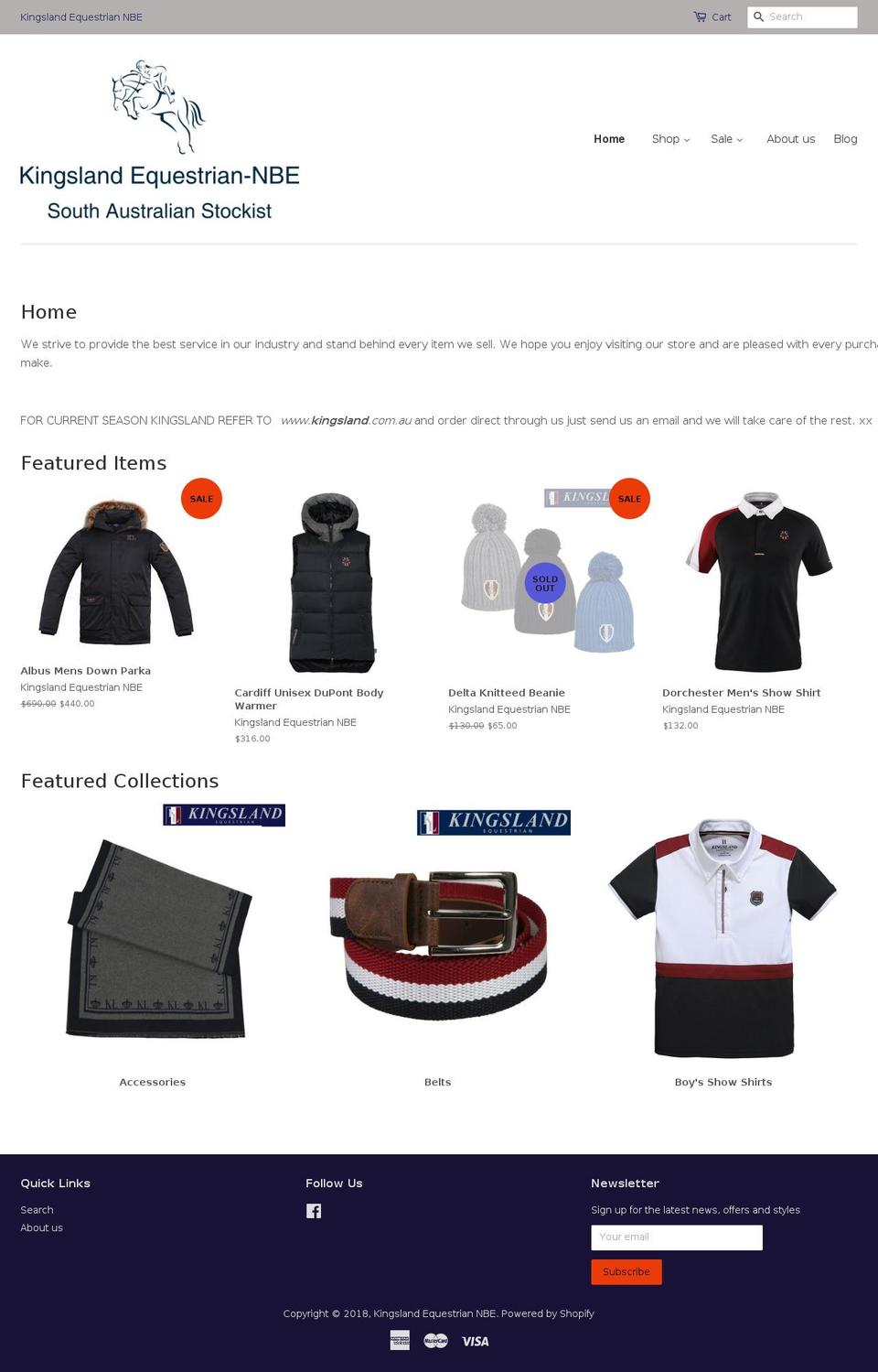 kingslandequestriannbe.com — Shopify storefront screenshot