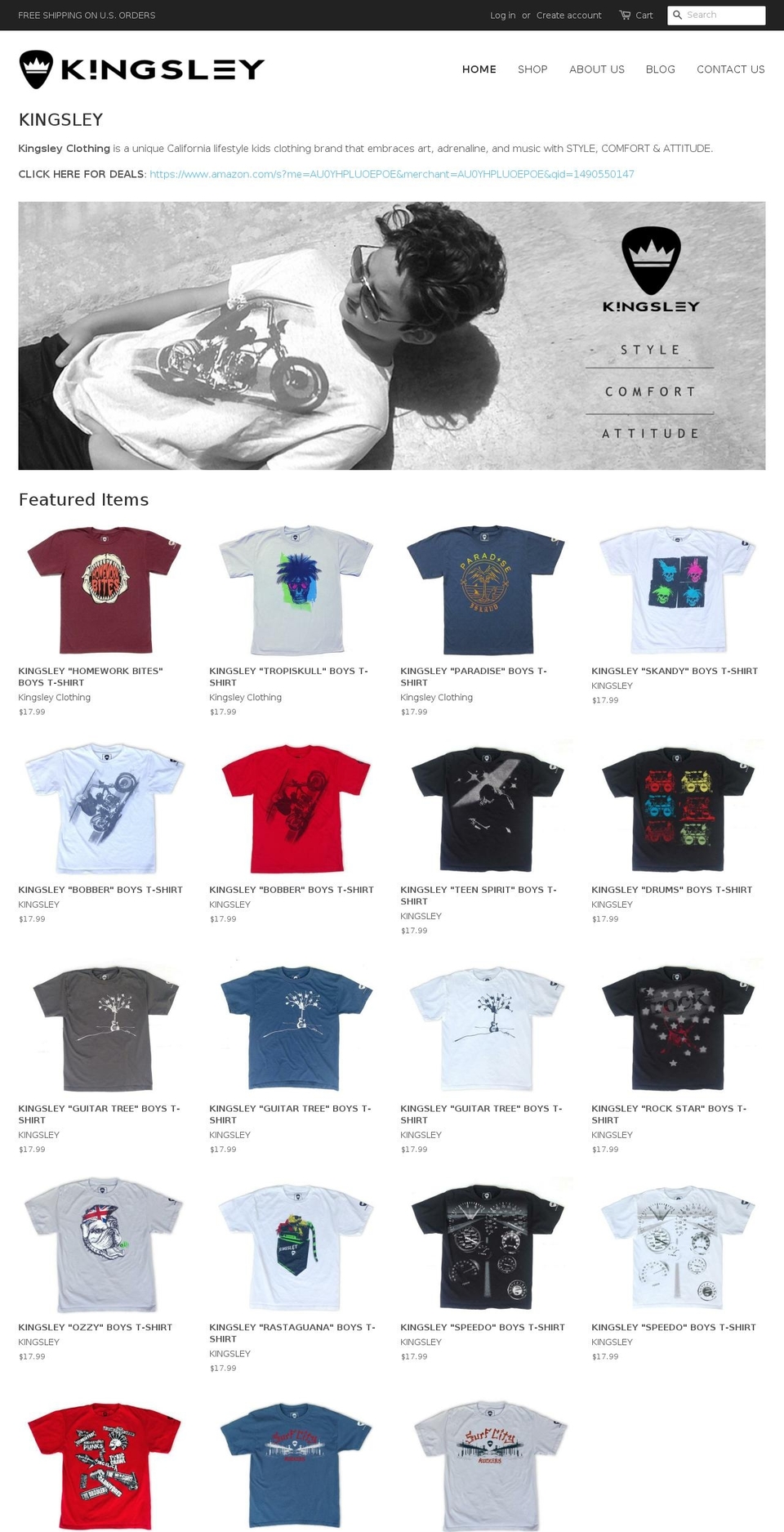 kingsleyclothing.com shopify website screenshot
