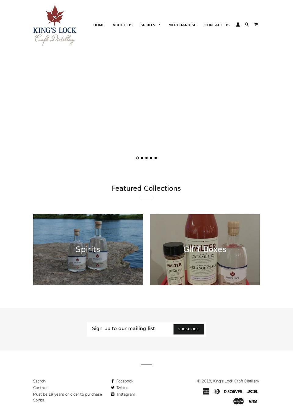 kingslockcraftdistillery.com — Shopify storefront screenshot