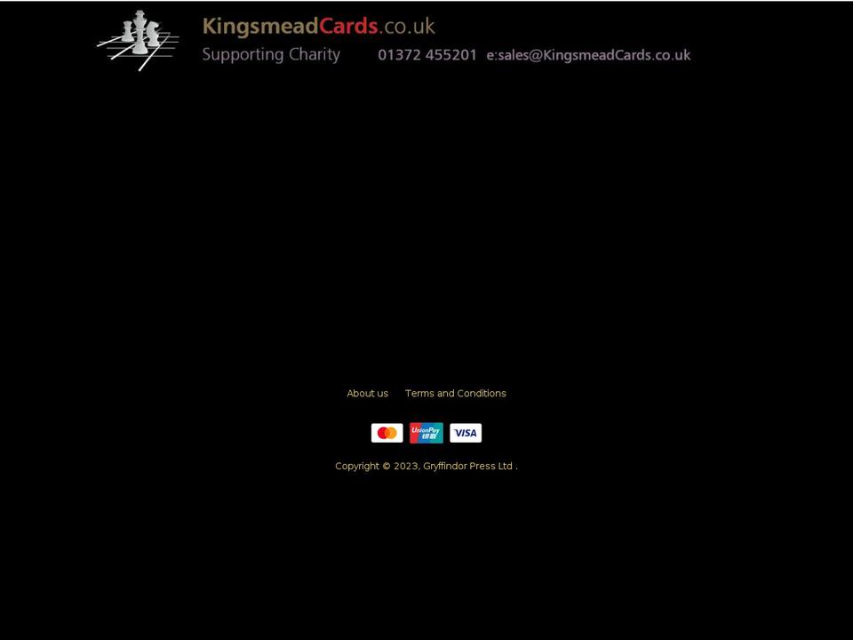 kingsmeadcards.co.uk shopify website screenshot