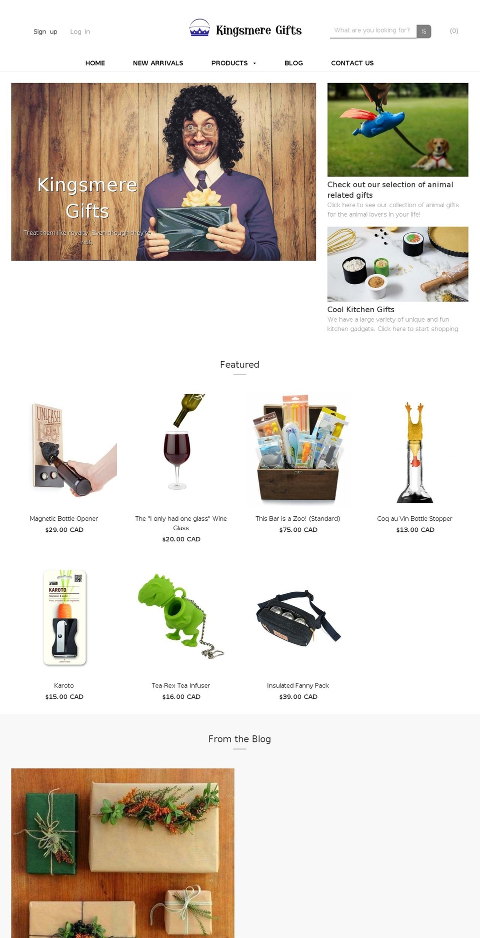 kingsmeregifts.ca shopify website screenshot