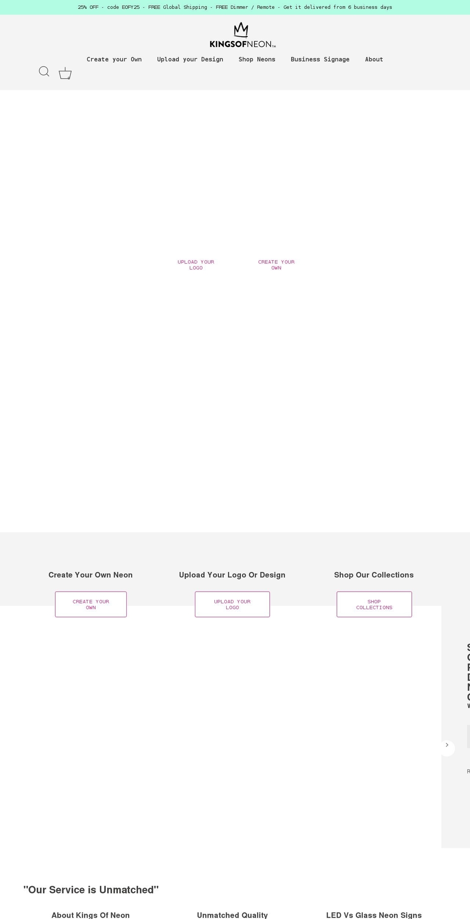 kingsofneon.com.au shopify website screenshot