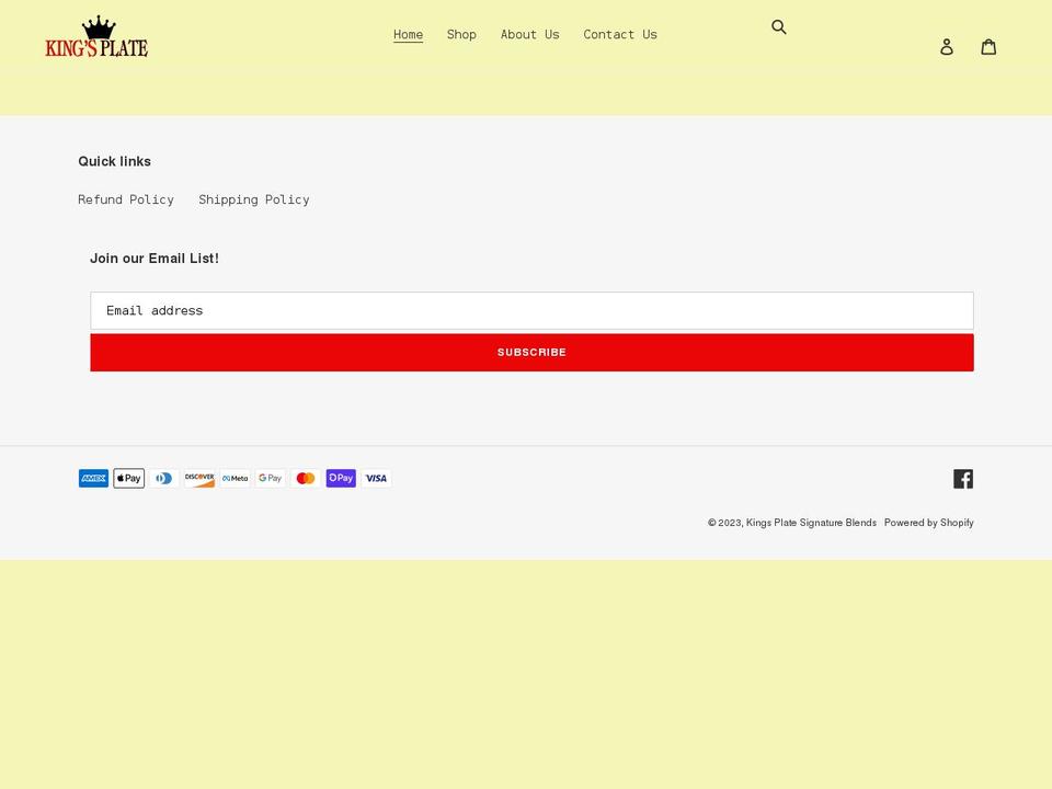 kingsplateblends.com shopify website screenshot