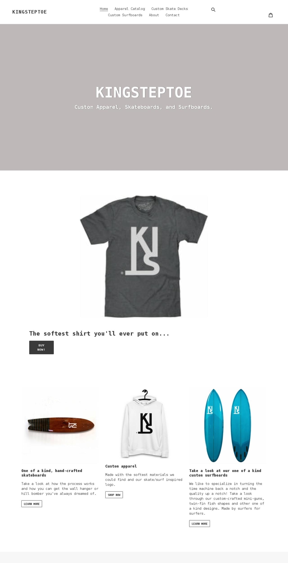 kingsteptoe.com shopify website screenshot